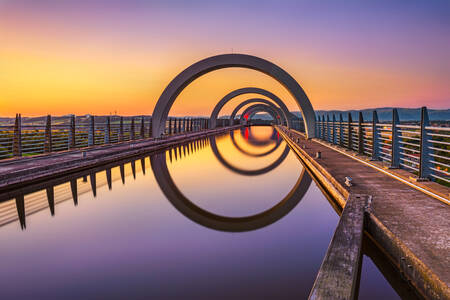 Falkirk Wheel at sunset